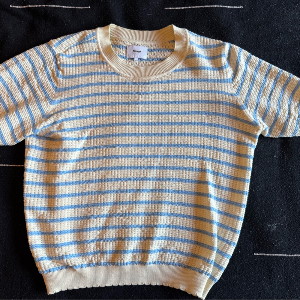 Lisbon, Portugal-made blue and cream stripe sweater